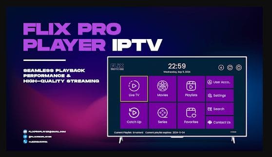 Flix IPTV app interface showing channel list