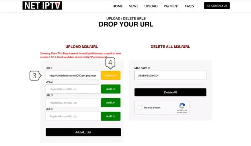 Net IPTV M3U Update