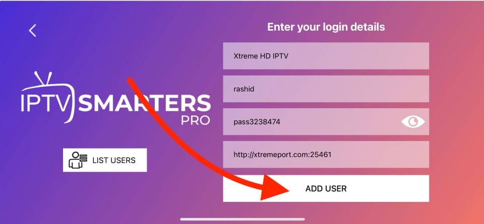 Smarters Credentials Entry