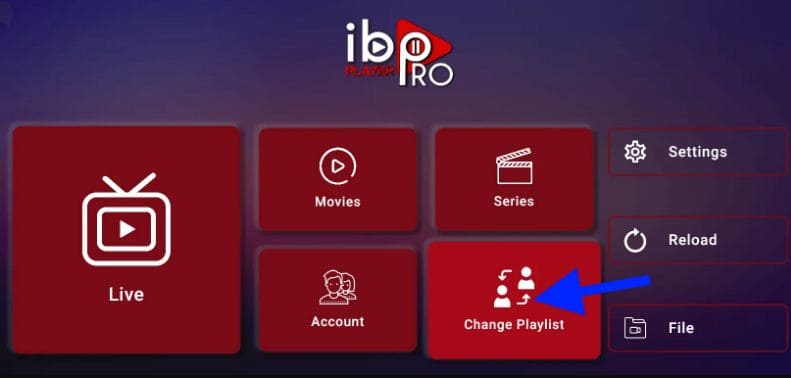 IBO Player Pro home screen