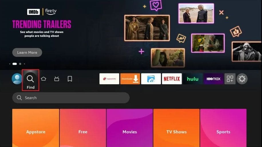 Firestick FIND menu