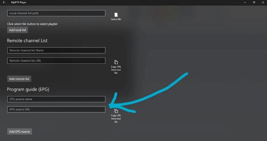 Adding EPG source to MyIPTV Player