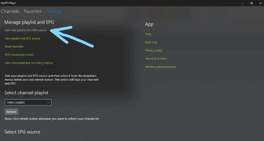 Saving IPTV configuration in MyIPTV Player