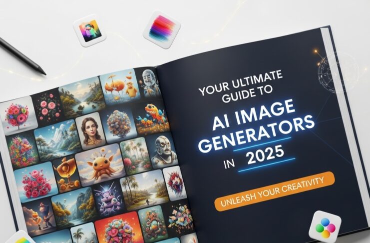 Digital artwork symbolizing the future of creativity in 2025, featuring abstract shapes and futuristic design elements inspired by AI tools