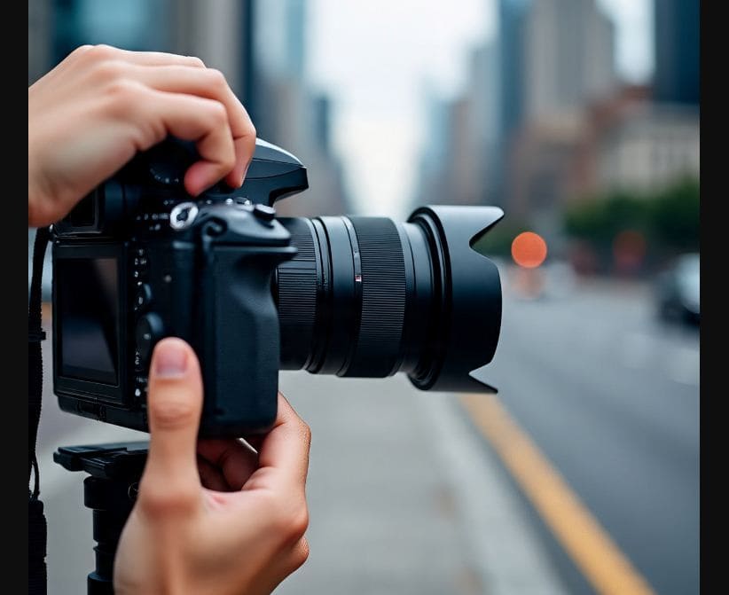 Photographer uploading images to sell online from laptop