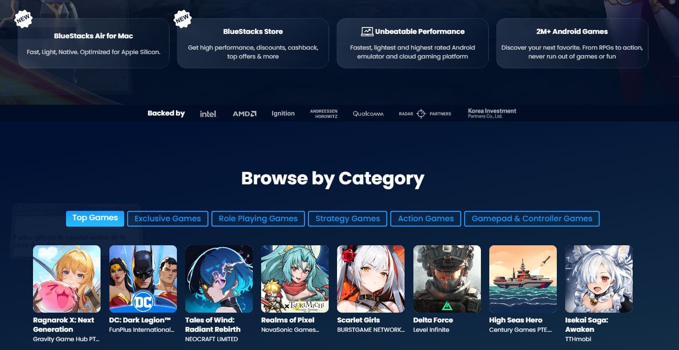 BlueStacks 5 Android emulator interface on Windows PC in 2025